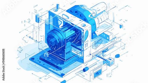 Detailed Hand Drawn Outline of 3D Printer Extruder Temperature Control
