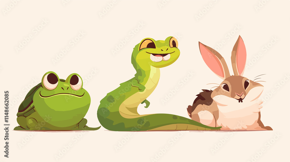 Fototapeta premium Adorable Cartoon Cute Home Pets Collection for Pet Lovers