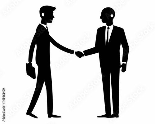 Business man  handshake  black silhouette vector