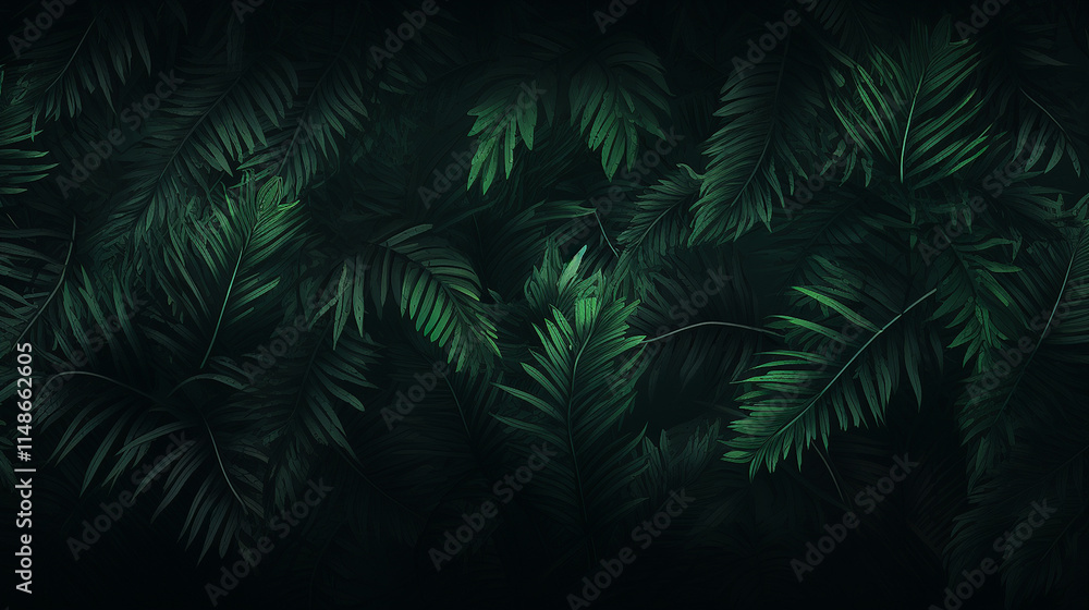 Fototapeta premium Green palm leaves on white backgroung Magnifice