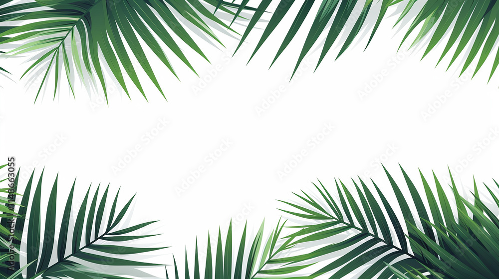 Green palm leaves on white backgroung Magnifice Green palm leaves on white backgroung Magnifice