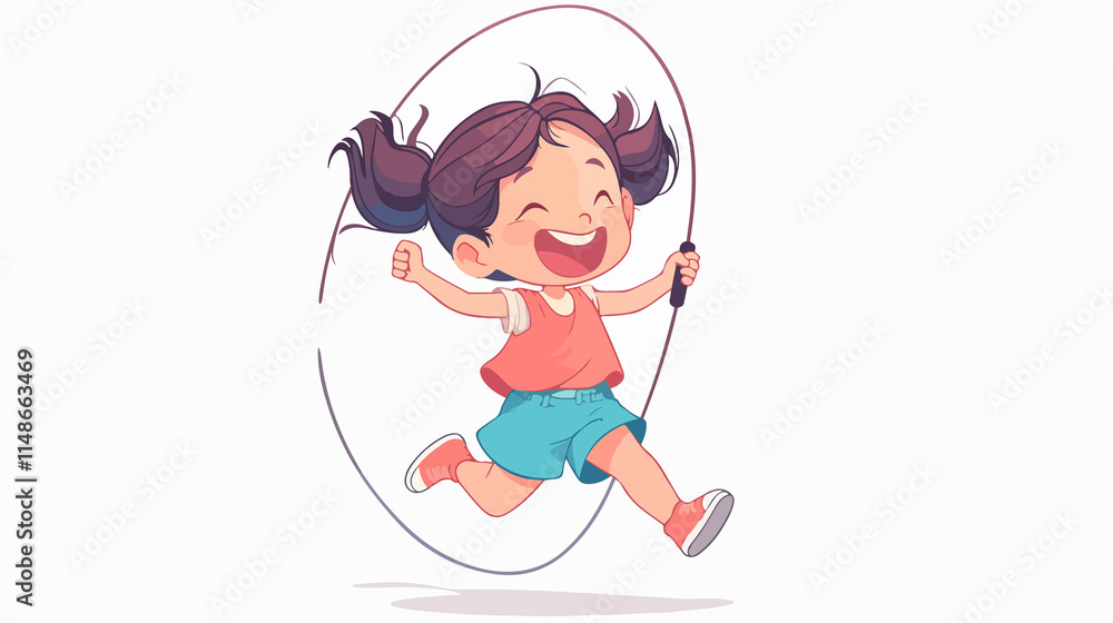 Child Jumping Rope Vector Sketch Icon on White Background Child Jumping Rope Vector Sketch Icon on White Background