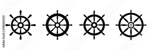 Set of wheel icon, silhouette, outline, vector, illustration isolated on a white background