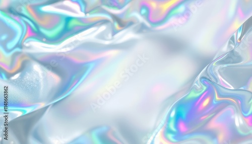 Abstract Holographic Iridescent Background Design Pastel Rainbow Shimmering Fluid Texture