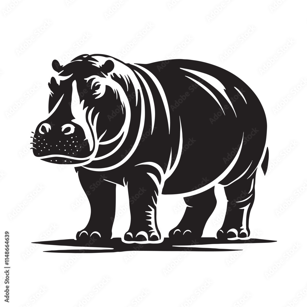 Fototapeta premium Unique hippopotamus silhouette for versatile artistic uses - Hippopotamus illustration - minimallest hippopotamus vector 