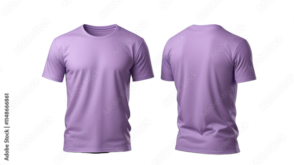 Purple T-Shirt Mockup, Front and Back, Isolated Purple T-Shirt Mockup, Front and Back, Isolated