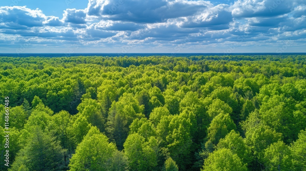Obraz premium Aerial view of lush green forest nature landscape tranquil environment vibrant ecosystem scenic viewpoint