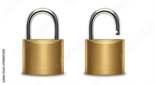 Closed padlock and open padlock side by side.