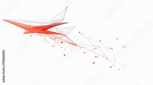 Abstract Flying Airplane Background with Paper Plane