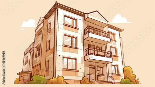 Isolated Residential Building Vector Sketch Icon on White Background photo