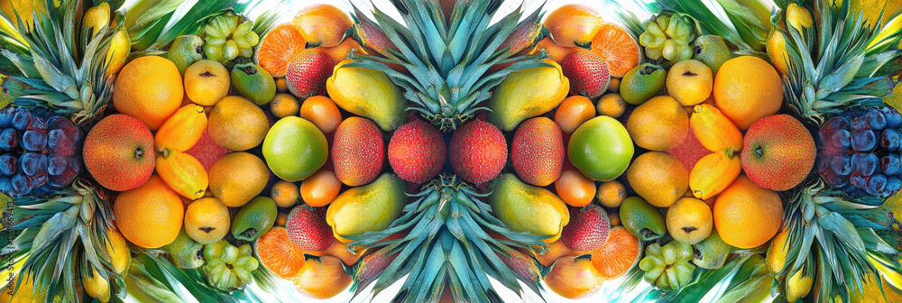 Tropical Fruit Pattern with Pineapples and Oranges Tropical Fruit Pattern with Pineapples and Oranges