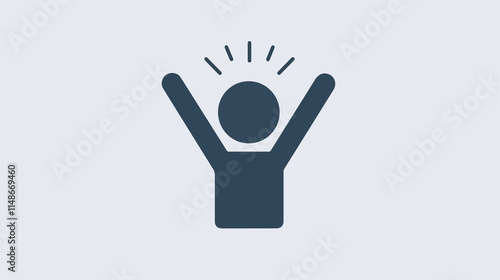 Man with Raised Arms Line Icon for Web and Mobile Infographics