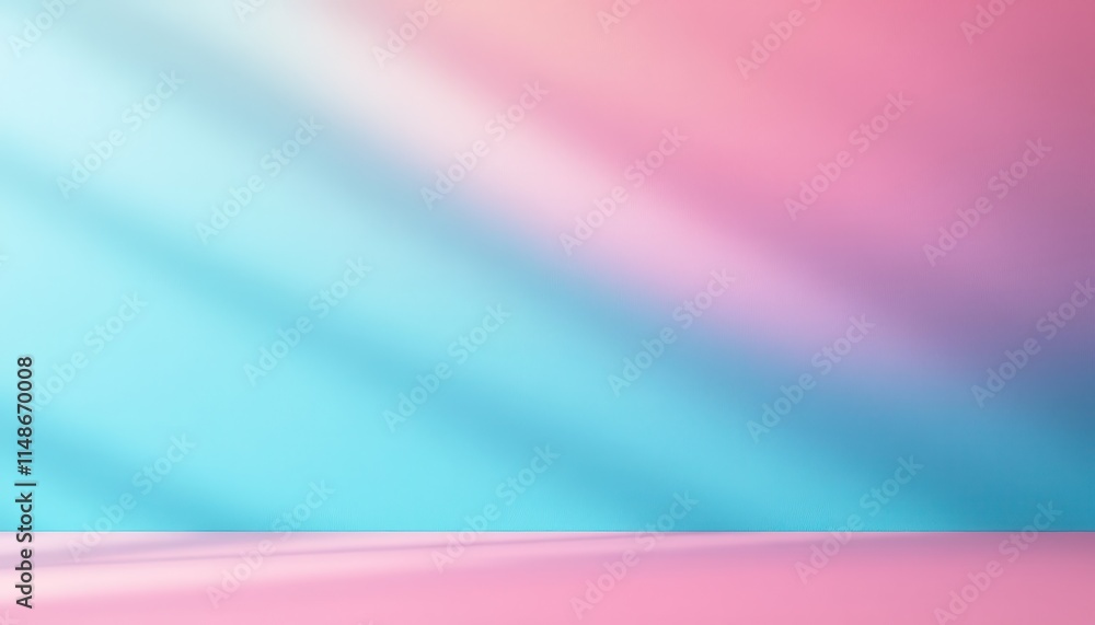 Fototapeta premium Pastel Dreamland: Soft Pink and Blue Gradient Background with Light Rays