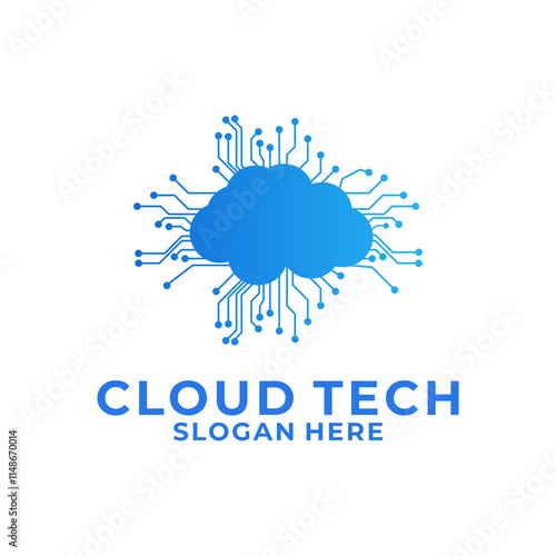 Digital Cloud and Circuit logo vector. Cloud computing icon vector logo design template.