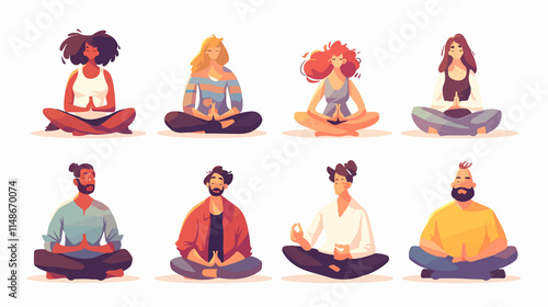 Group Meditation Session with Women and Men Meditating Together