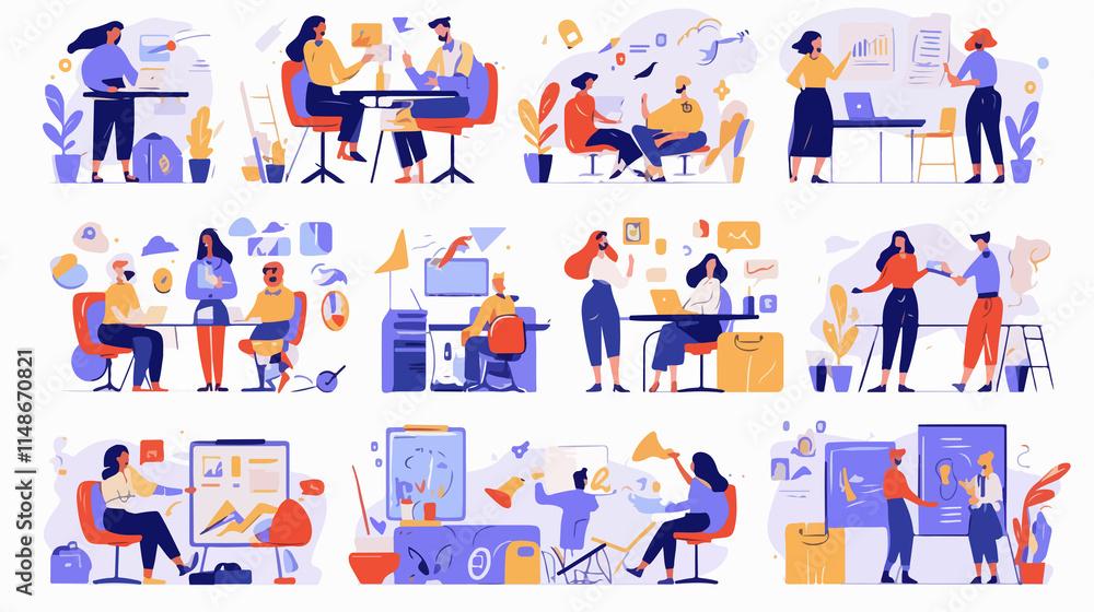 Obraz premium Business Development Metaphors for Startups - Support and Growth Illustration