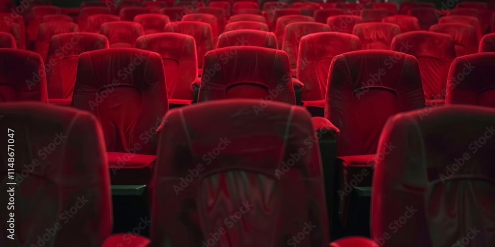 Obraz premium Empty Red Velvet Cinema Seats: Awaiting the Show
