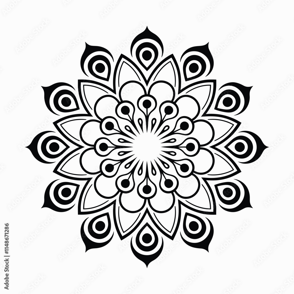 Mandala Silhouette Vector Design With White Background Mandala Silhouette Vector Design With White Background