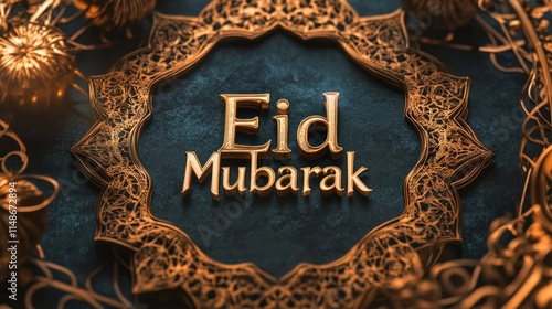 Eid Mubarak Festive Greeting Card Design photo