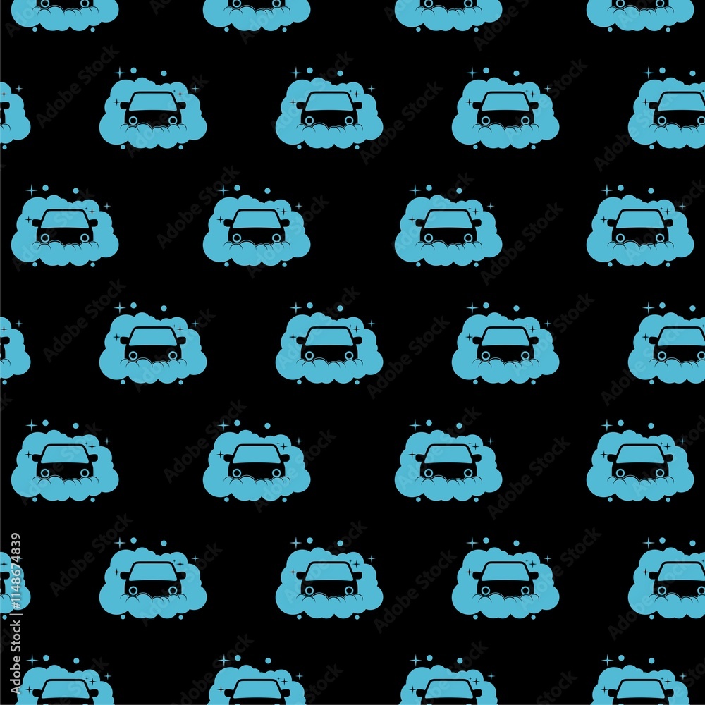 Fotografie Car wash icon isolated seamless pattern on black background