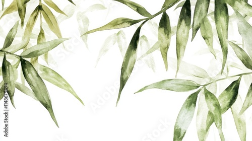 bamboo in watercolor style, on a white background for design layouts photo