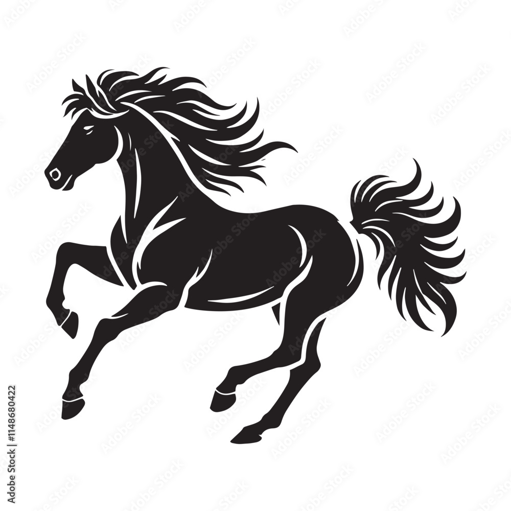 Unique running horse silhouette for versatile design applications - Running horse black vector
Unique running horse silhouette for versatile design applications - Running horse black vector