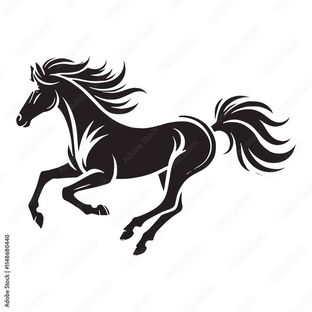 Stylish running horse silhouette for digital media projects - Running horse illustration
Stylish running horse silhouette for digital media projects - Running horse illustration