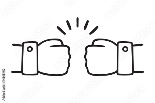fist bump doodle hand drawn icon. Outline drawing fist bump line clipart symbol