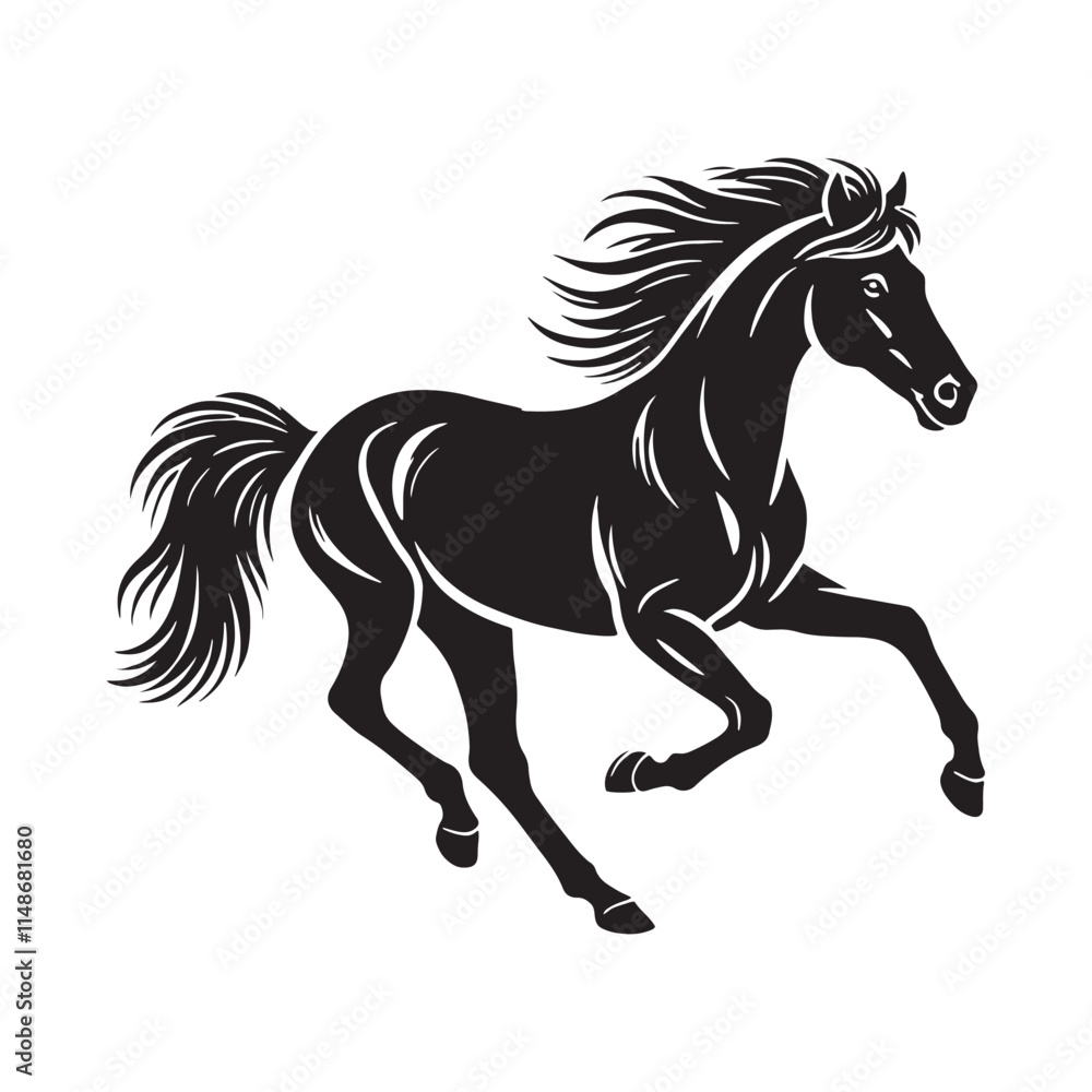 Obraz premium Minimalistic running horse silhouette for media applications - Running horse illustration 
