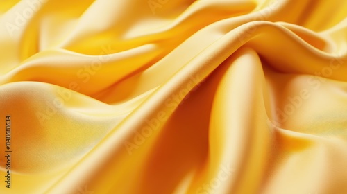 Beautiful background luxury cloth with drapery and wavy folds creased smooth silk satin material texture. Abstract yellow monochrome luxurious fabric background