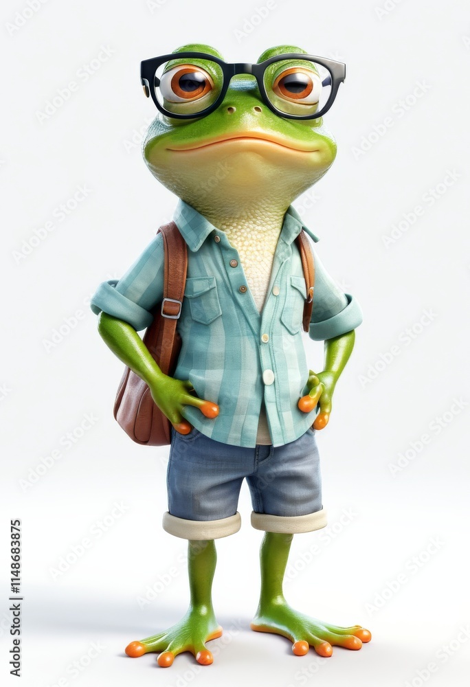 Obraz premium Frog Animal Fun 3D Cartoon Cute Adorable Character White Background