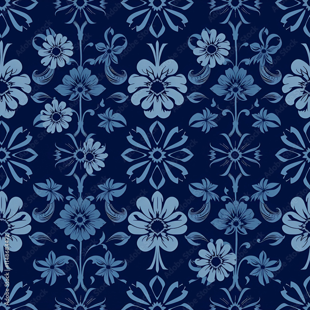 Seamless floral pattern on uniform background. Ornament darkcyan, design fabric art, fashion contour Seamless floral pattern on uniform background. Ornament darkcyan, design fabric art, fashion contour