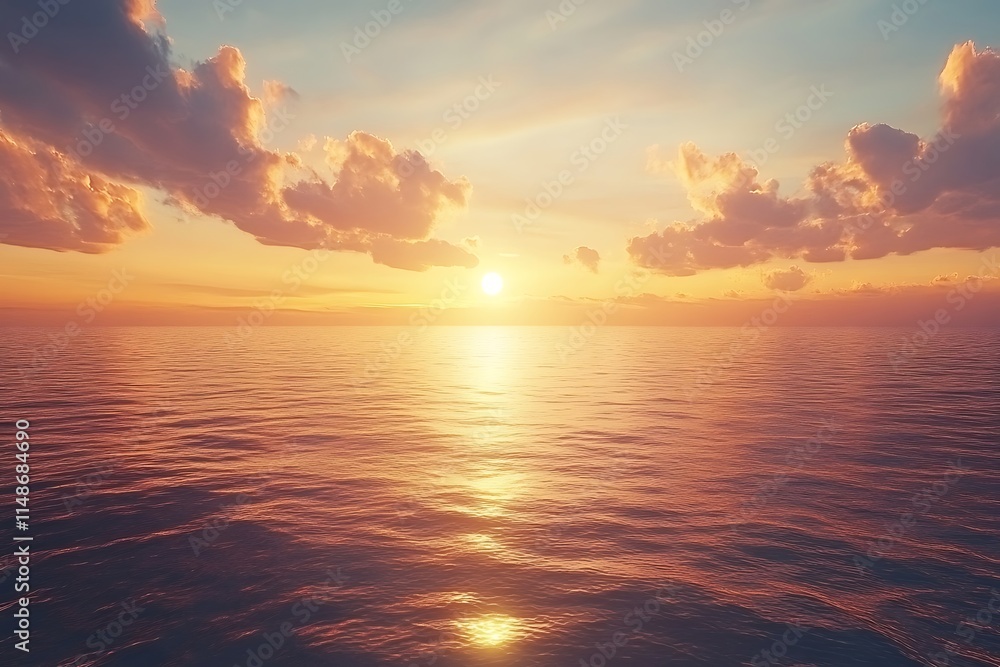 Fototapeta premium Serene Sunset Over Calm Ocean Waters