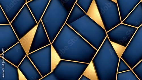 Abstract Geometric Background Navy Blue and Gold Luxury Design
