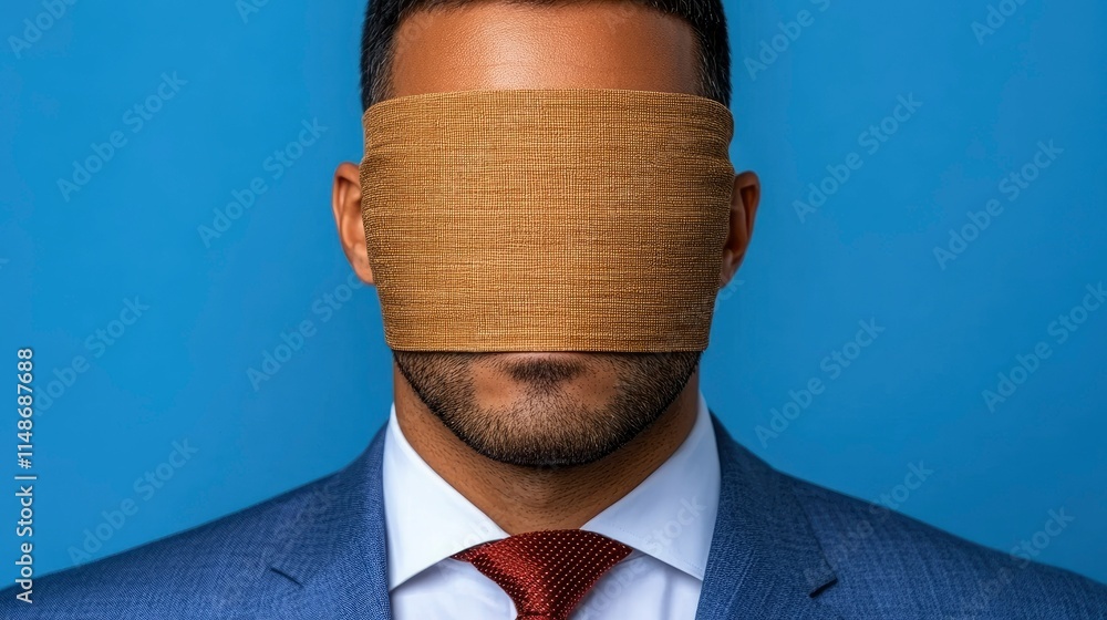 Blindfolded Businessman Concealment, Secrecy, and Corporate Mystery