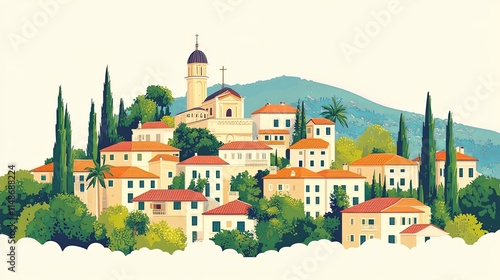 Wallpaper Mural Pljevlja Montenegro Travel Poster Flat Illustration Print Decor Gift Canvas Wall Art Gift Torontodigital.ca