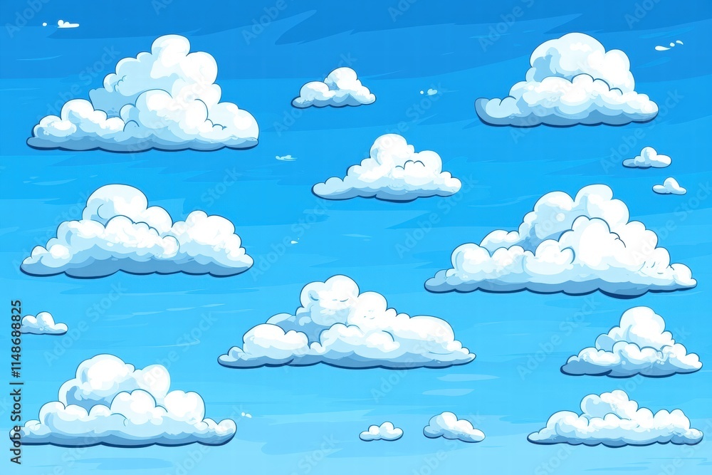 Cartoon Clouds in a Blue Sky Cartoon Clouds in a Blue Sky