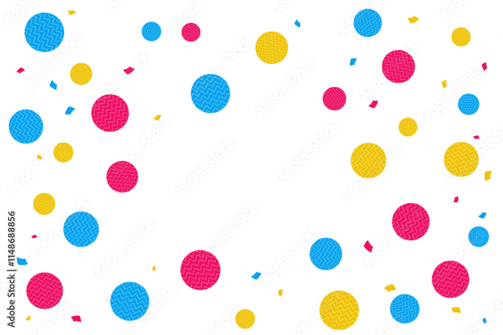 Obraz premium Colorful Round Confetti On White Background. Happy Birthday. Congratulations Banner. Celebration Wallpaper. Vector Illustration