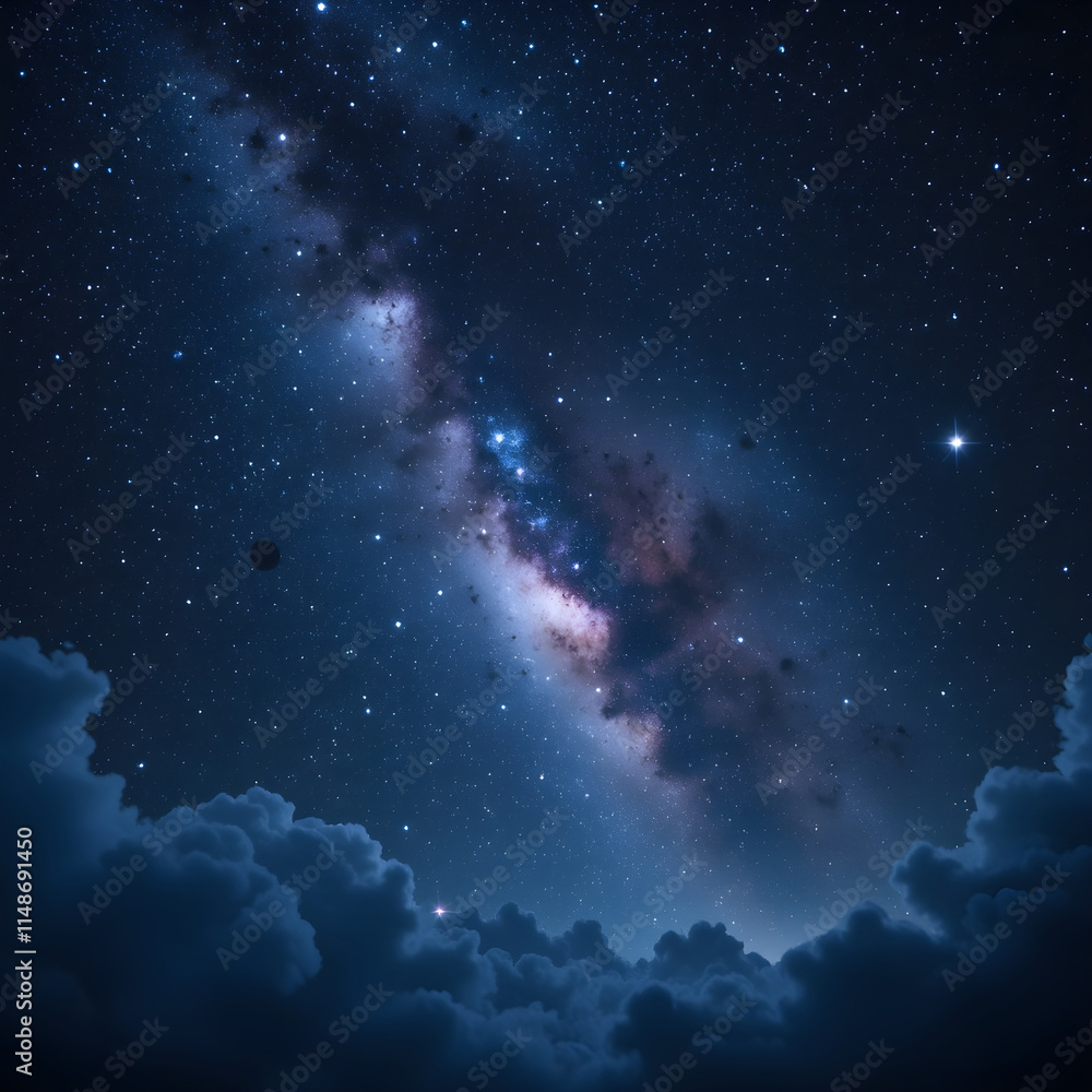 Fototapeta premium Majestic Milky Way over Dark Clouds at Night