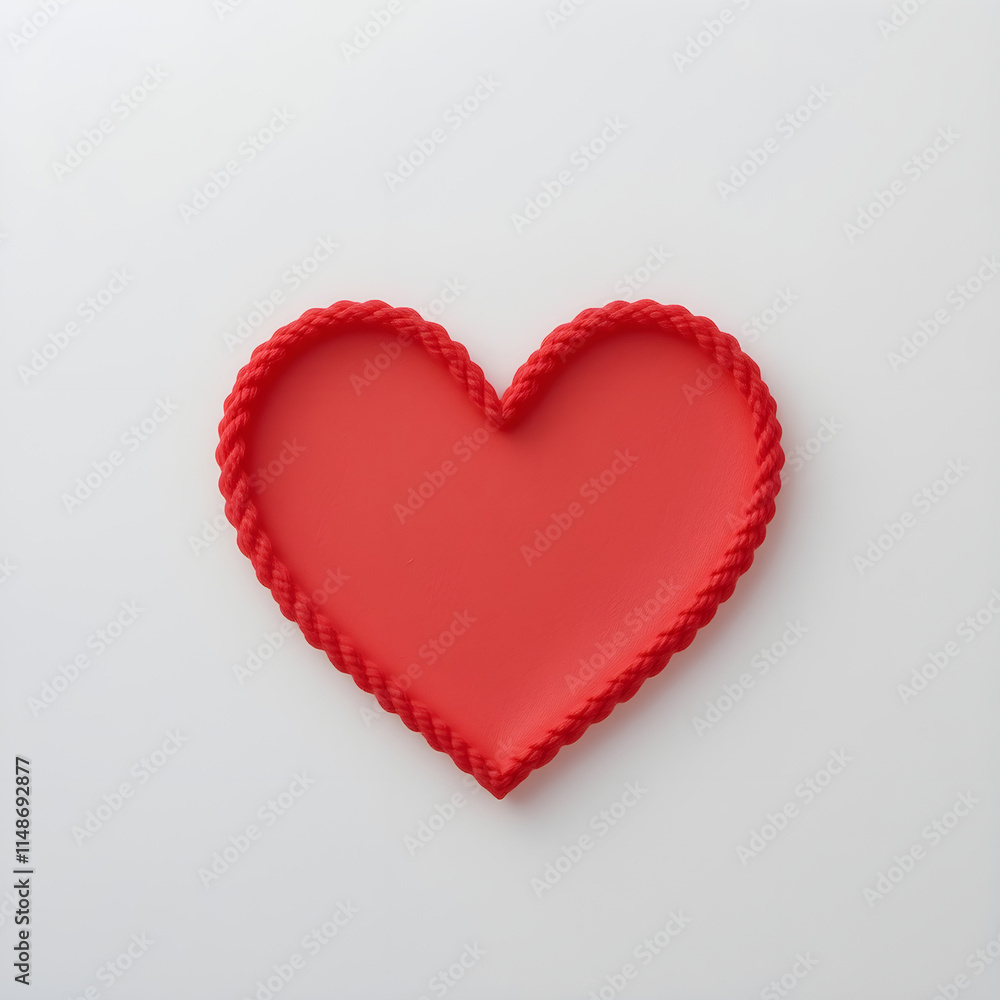Red heart shape with rope design on white background. Red heart shape with rope design on white background.