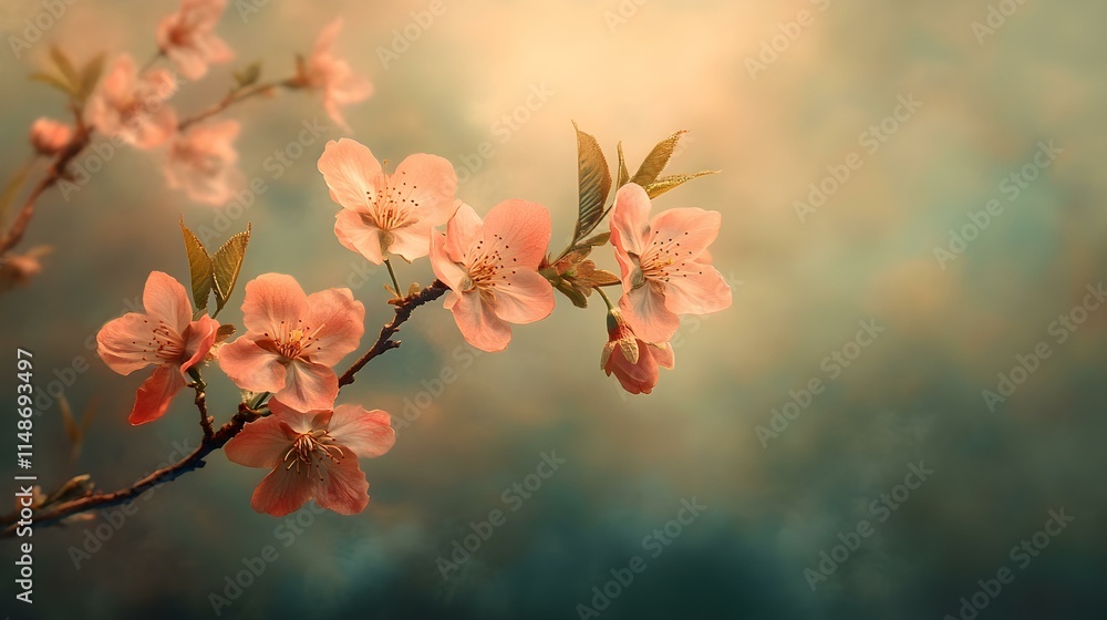 Delicate Cherry Blossom Branch in Soft Focus Delicate Cherry Blossom Branch in Soft Focus