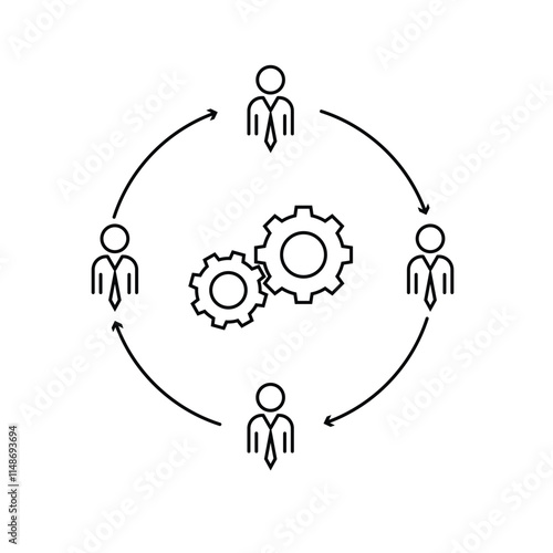 Business collaborate icon vector image. Teamwork Corporation Concept. Conceptual icon of businessteam working cohesively