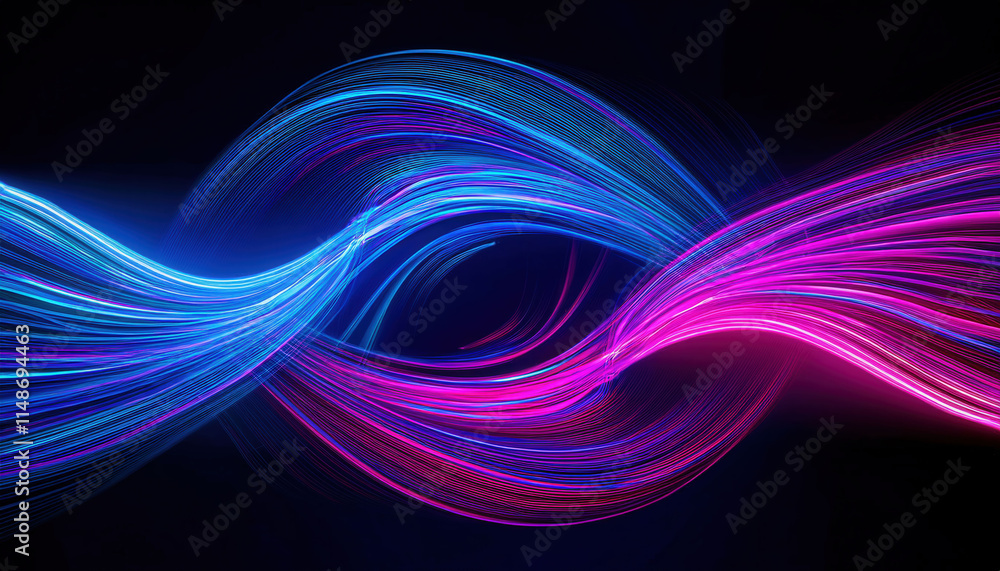 A glowing neon abstract design with swirling lines of electric pink and blue against a dark background, creating a dynamic and vibrant atmosphere, perfect for modern, futuristic themes. A glowing neon abstract design with swirling lines of electric pink and blue against a dark background, creating a dynamic and vibrant atmosphere, perfect for modern, futuristic themes.