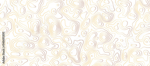 Topographic line map patterns. Orange Contour and textured Background of geographic cartography terrain on dark backdrop. Topographic line map patterns