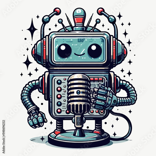 retro robot vector illustration
