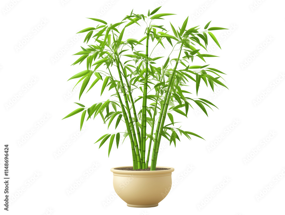 Fototapeta premium a bamboo plant in pot isolated on a transparent background