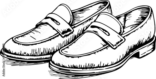 Stylish loafers illustrated on white background, fashion icon