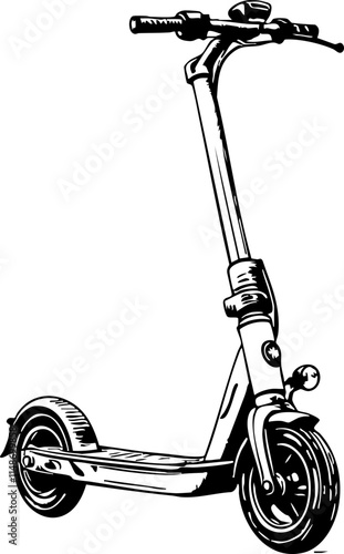 Sketch of electric scooter on white background, modern transportation