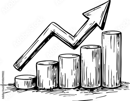 Profit margin growth graph illustration on white background, financial success