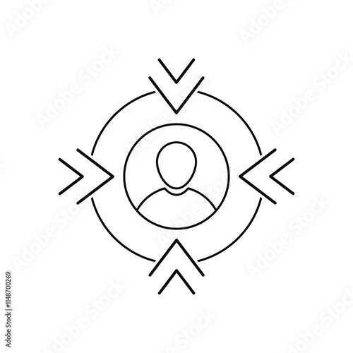 Focus on client icon, customer centricity line vector